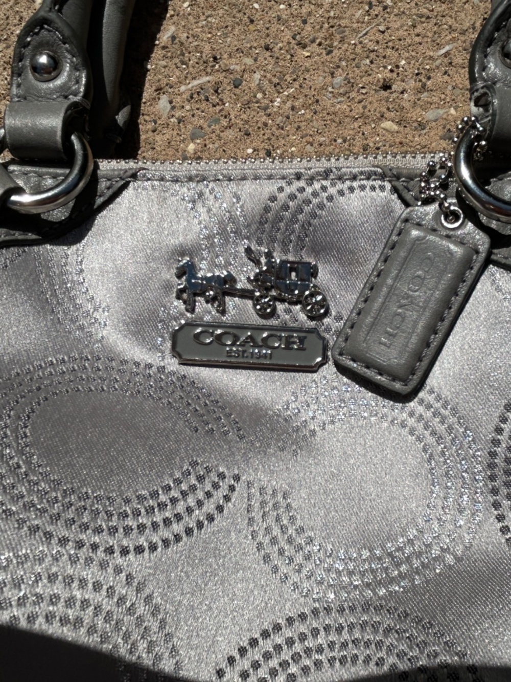 Coach Madison Dotted Satchel in Silver - Picture 4 of 6